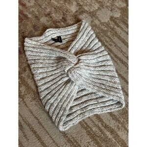 Modena Knit Infinity Scarf Neutral Twist Front‎ Cozy Winter Soft Chunky Ribbed